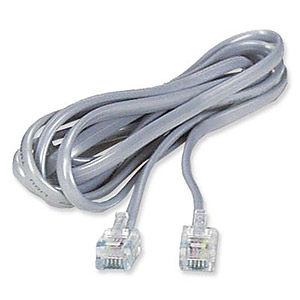 7ft. Telephone RJ11 (RJ12) 6P6C Modular Flat Cable, Straight Connector, Silver - Universal