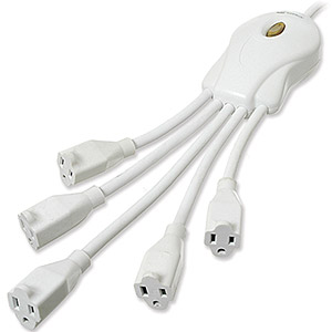 Powersquid 5 Outlet Multiplier, White - Power Sentry
