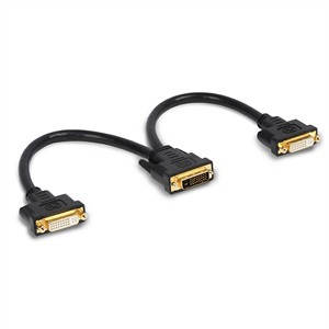 1ft. DVI-D Dual Link Male To DVI-D Female X 2 Split Cable, Beige - Universal