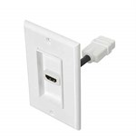 HDMI Single Port Wall Plate With Short Cable White HH-PL1 - PTC