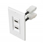 HDMI Dual Port Wall Plate With Short Cable White HH-PL2 - PTC