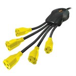Powersquid 5 Outlet Multiplier, Black/yellow - Power Sentry