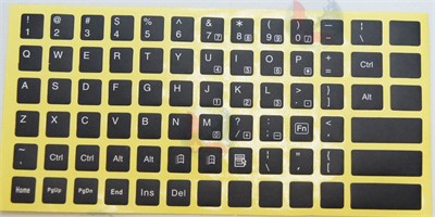 US English Layout Keyboard Stickers Label With White Letters, Black background - Universal