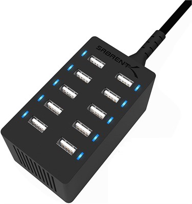 60 Watt (12 Amp) 10-Port Smart USB Rapid Charger