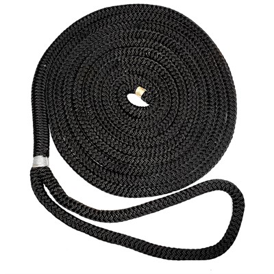 New England 5/8" Double Braid Dock Line - Black - 15' - New England