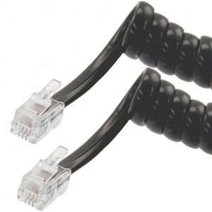 7ft Telephone Handset Receiver Cord Phone Coil Cable 4P4C - Black - Universal