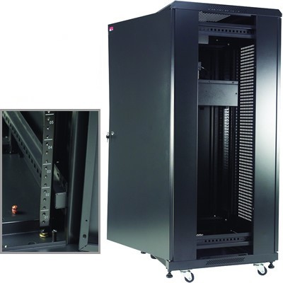 18U, 23" Deep Floor Rack with Steel Front/Back