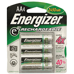 Rechargeable AA Battery, NiMH, 2300mah, 4 Pack NH15BP-4 - Energizer