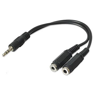 6in. Headphone Cable Splitter (3.5mm) Stereo Male To 2 Female Audio - Universal