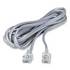 14ft Telephone RJ11 (RJ12) 6P6C Modular Flat Cable, Straight Connector, Silver