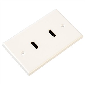 2 Port HDMI Wall Plate, White - Universal