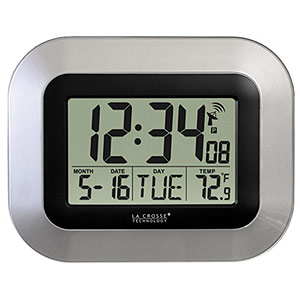 Atomic Digital Wall Clock, Silver WT-8005U-S - La Crosse
