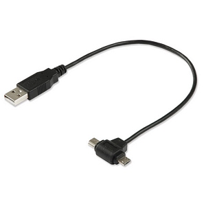 1ft. USB 2.0 Type A Male To Mini / Micro Dual End Male USB Cable ZT1311552 - Ziotek