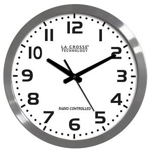 Brushed Metal 16in. Analog Atomic Clock, White WT-3161WH - La Crosse