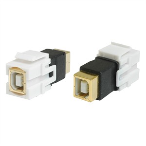 USB 2.0 Type B Female To B Female (BF-BF) Keystone Jack, White - Universal