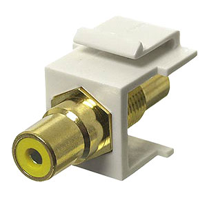 RCA Coupler Keystone Insert Jack, White/Yellow - Universal