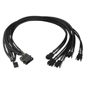 Molex To 5X 4 Pin PWM Fan Cables, Braided, 17in CB-EC-DF001 - EverCool