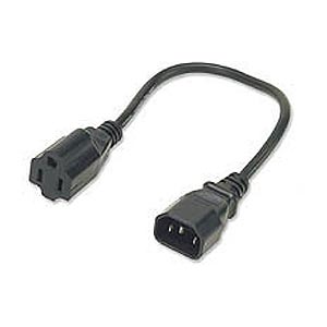 1ft. Power Supply Extension Cord, C14 To 3-Prong Grounded 110V AC, Black ZT1310430 - Ziotek