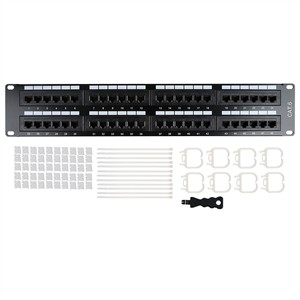 48-Port Cat6 Patch Panel, 2U, Black - Universal