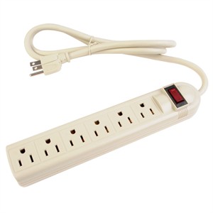 6-Outlet Horizontal Plastic Power Strip, 4ft - Universal