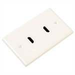 2 Port HDMI Wall Plate, White - Universal