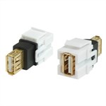 USB 2.0 Type A Female To Female (AF-AF) Keystone Jack, White, Single - Universal