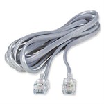 25ft. Telephone RJ11 (RJ12) 6P6C Modular Flat Cable, Straight Connector, Silver - Universal
