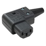 IEC C13 Right Angle Power Cord Plug Connector, Black - Universal
