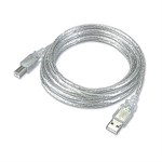 3ft. USB 2.0 Type A Male To Type B Male USB Cable, Clear ZT1311105 - Ziotek