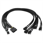 Molex To 5X 4 Pin PWM Fan Cables, Braided, 17in CB-EC-DF001 - EverCool